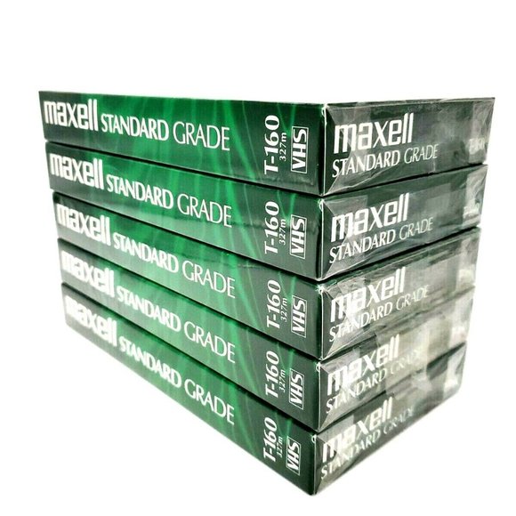 Maxell Standard Grade (8 Hours) Video Cassette T-160 Blank Tape NEW Lot of 5 - Picture 3 of 12